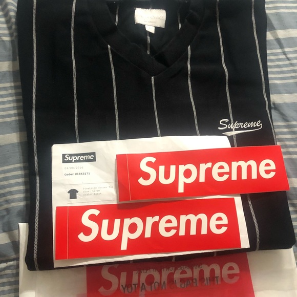 SUPREME PINSTRIPE SOCCER SHIRT